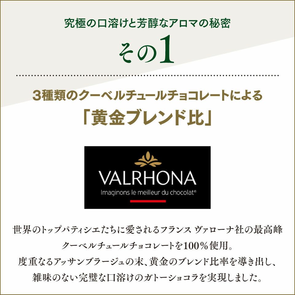 3種類のクーベルチュールチョコレートによる「黄金ブレンド比」