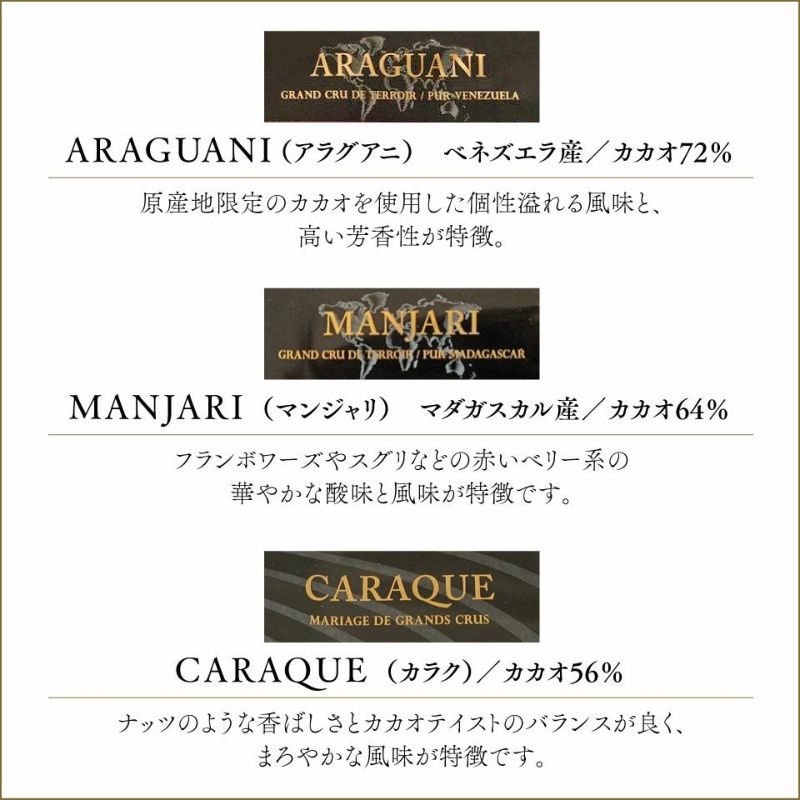 3種類のクーベルチュールチョコレートによる「黄金ブレンド比」
