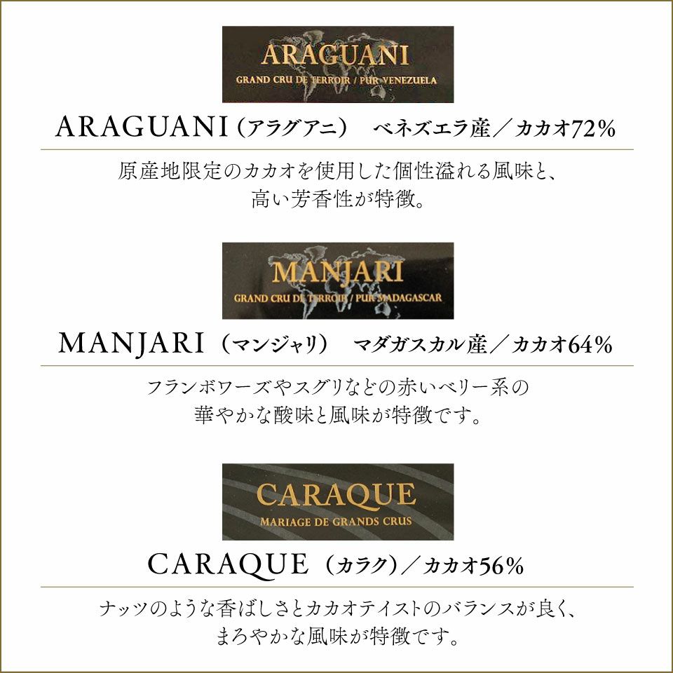 3種類のクーベルチュールチョコレートによる「黄金ブレンド比」