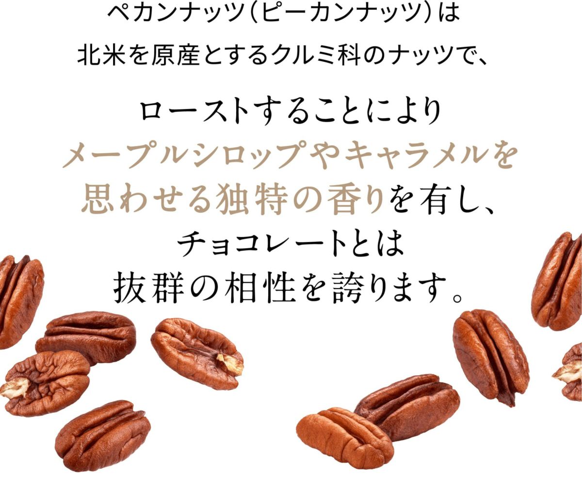 ペカンナッツ（ピーカンナッツ）は北米を原産とするクルミ科のナッツ